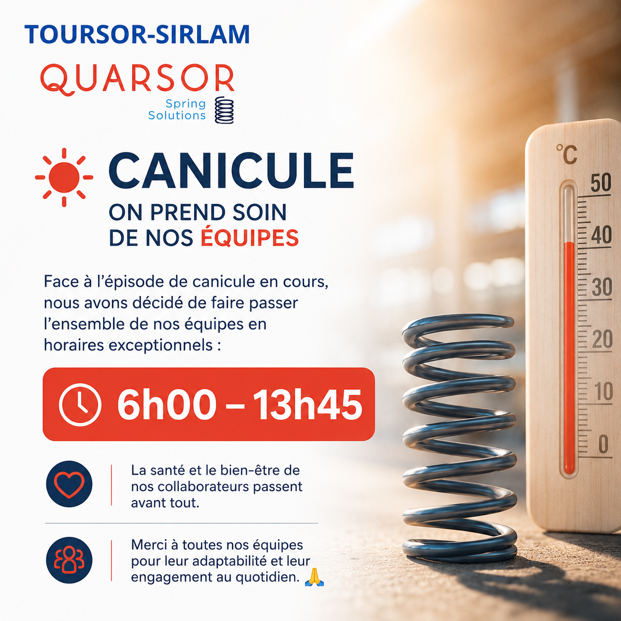Canicule : on prend soin de nos équipes